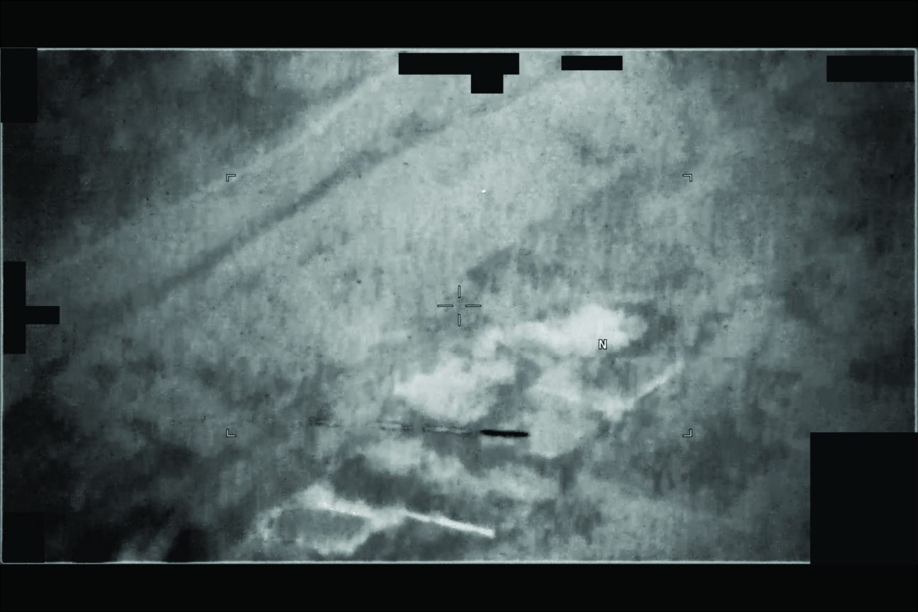 FLIR capture of elongated object against cloud layer, Middle East May 2022